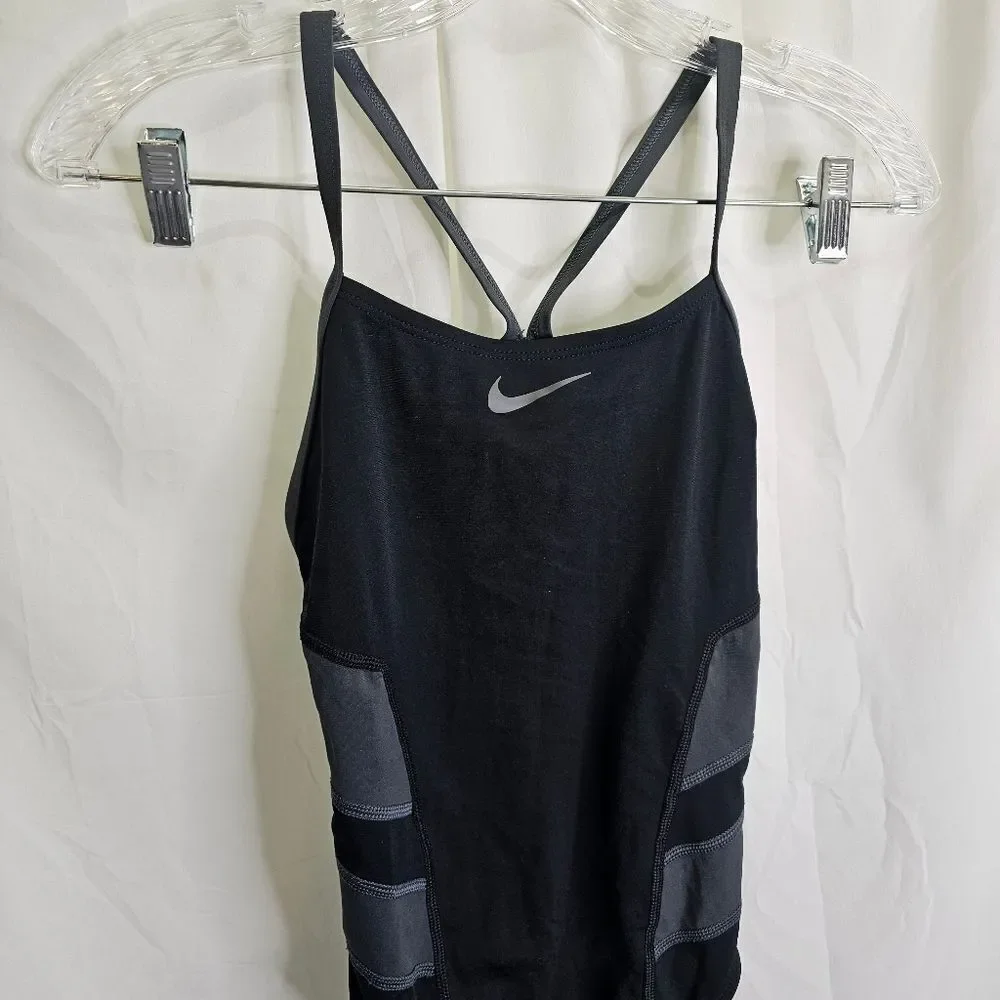 Nike Hydrastrong Black Color Block Racerback One Piece Swimsuit Size 6